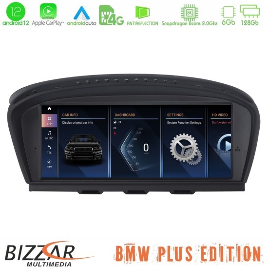 Bizzar Plus Edition BMW 3er/5er E90/E92/E60 CIC Android12 8Core (6+128GB) Navigation Multimedia 8.8″ Black Panel