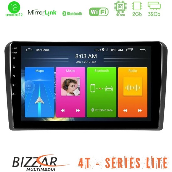 Bizzar 4T Series Audi A3 8P 4Core Android13 2+32GB Navigation Multimedia Tablet 9"