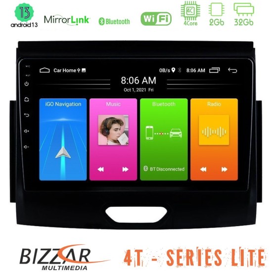 Bizzar 4T Series Ford Ranger 2017-2022 4Core Android13 2+32GB Navigation Multimedia Tablet 9"