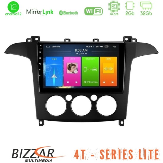 Bizzar 4T Series Ford S-Max 2006-2008 (manual A/C) 4Core Android13 2+32GB Navigation Multimedia Tablet 9"