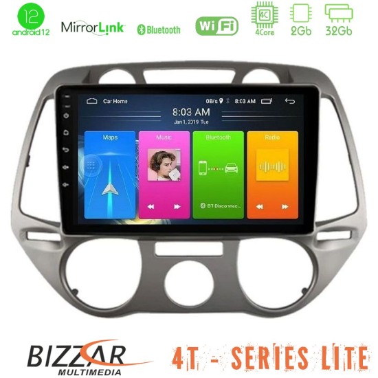 Bizzar 4T Series Hyundai i20 2009-2012 Manual A/C 4Core Android13 2+32GB Navigation Multimedia Tablet 9"