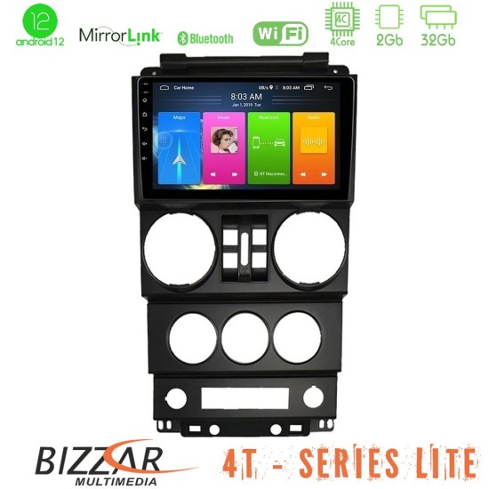 Bizzar 4T Series Jeep Wrangler 2008-2010 4Core Android13 2+32GB Navigation Multimedia Tablet 9"