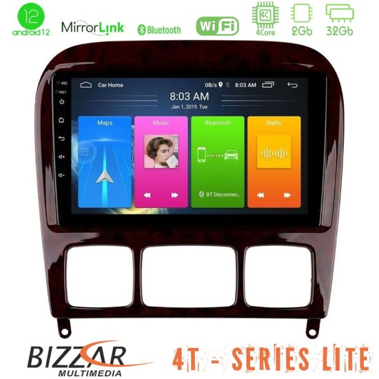 Bizzar 4T Series Mercedes S Class 1999-2004 (W220) 4Core Android13 2+32GB Navigation Multimedia Tablet 9"