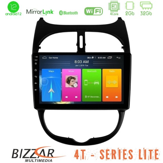 Bizzar 4T Series Peugeot 206 4Core Android13 2+32GB Navigation Multimedia Tablet 9"