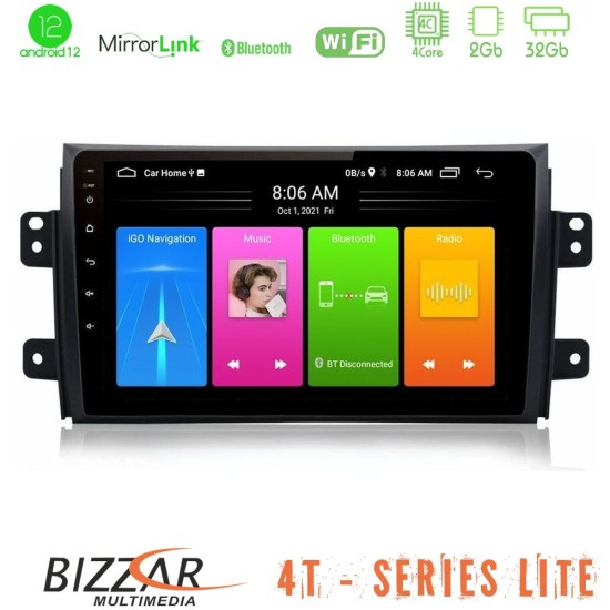 Bizzar 4T Series Suzuki SX4 2006-2014 Fiat Sedici 2006-2014 4Core Android13 2+32GB Navigation Multimedia Tablet 9"