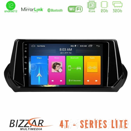 Bizzar 4T Series Peugeot 208 2019-2023 4Core Android13 2+32GB Navigation Multimedia Tablet 9"