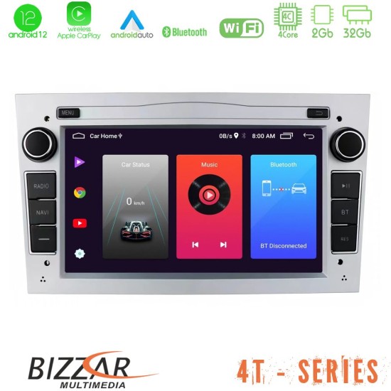 Bizzar OEM Opel Astra/Corsa/Antara/Zafira 4core Android12 2+32GB Navigation Multimedia Deckless 7" με Carplay/AndroidAuto (ασημί)