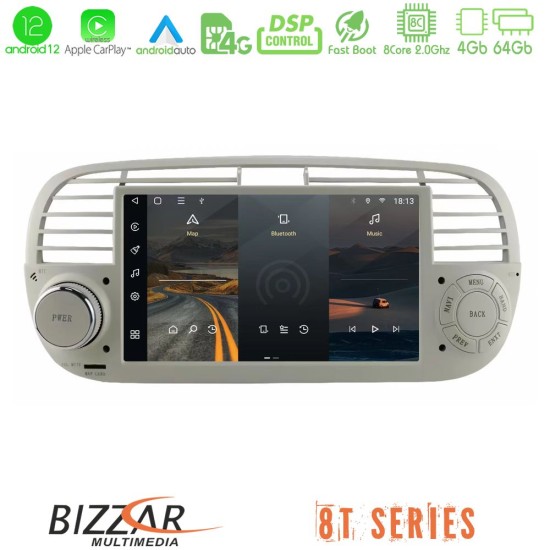 Bizzar OEM Fiat 500 2008-2015 8core Android12 4+64GB Navigation Multimedia Deckless 7" με Carplay/AndroidAuto