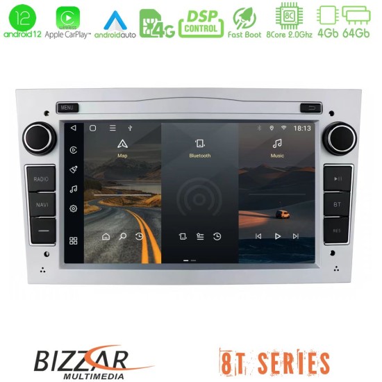 Bizzar OEM Opel Astra/Corsa/Antara/Zafira 8core Android12 4+64GB Navigation Multimedia Deckless 7" με Carplay/AndroidAuto (ασημί)