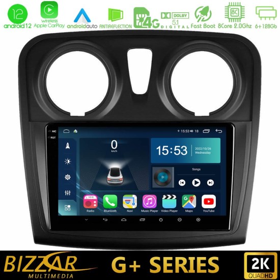 Bizzar G+ Series Dacia Dokker 2014-2021 8core Android12 6+128GB Navigation Multimedia Tablet 9"