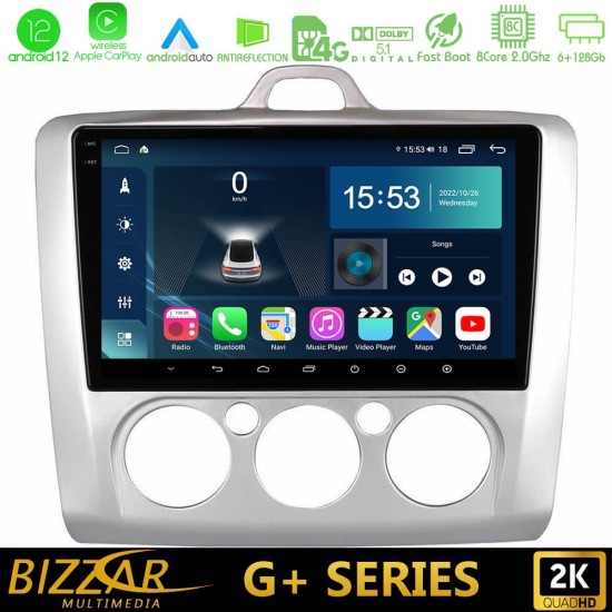 Bizzar G+ Series Ford Focus Manual AC 8core Android12 6+128GB Navigation Multimedia 9"