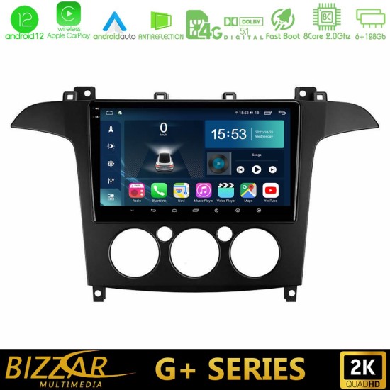 Bizzar G+ Series Ford S-Max 2006-2008 (manual A/C) 8core Android12 6+128GB Navigation Multimedia Tablet 9"