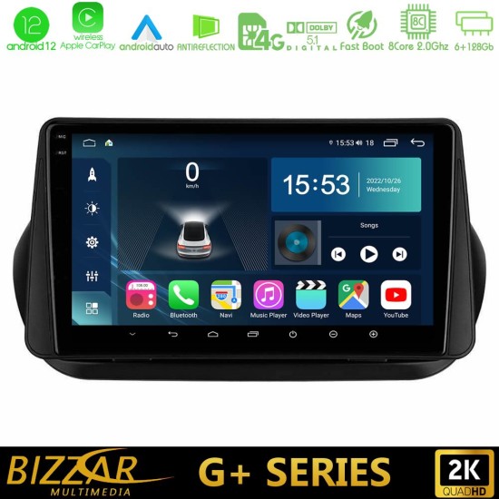 Bizzar G+ Series Fiat Fiorino/Citroen Nemo/Peugeot Bipper 8core Android12 6+128GB Navigation Multimedia Tablet 9"