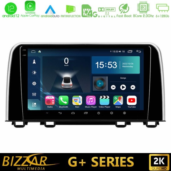 Bizzar G+ Series Honda CR-V 2019-> 8core Android12 6+128GB Navigation Multimedia Tablet 10"