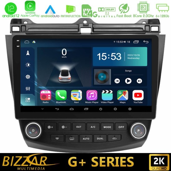 Bizzar G+ Series Honda Accord 2002-2008 8core Android12 6+128GB Navigation Multimedia Tablet 10"