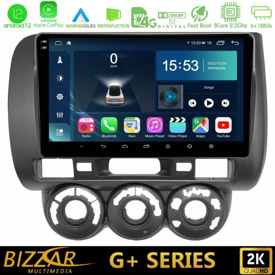 Bizzar G+ Series Honda Jazz 2002-2008 (Manual A/C) 8core Android12 6+128GB Navigation Multimedia Tablet 9"