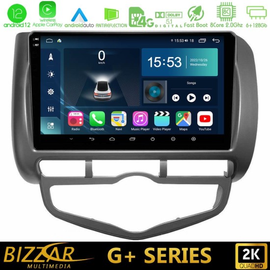 Bizzar G+ Series Honda Jazz 2002-2008 (Auto A/C) 8core Android12 6+128GB Navigation Multimedia Tablet 9"