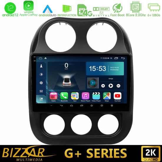 Bizzar G+ Series Jeep Compass 2010-2016 8core Android12 6+128GB Navigation Multimedia Tablet 9"