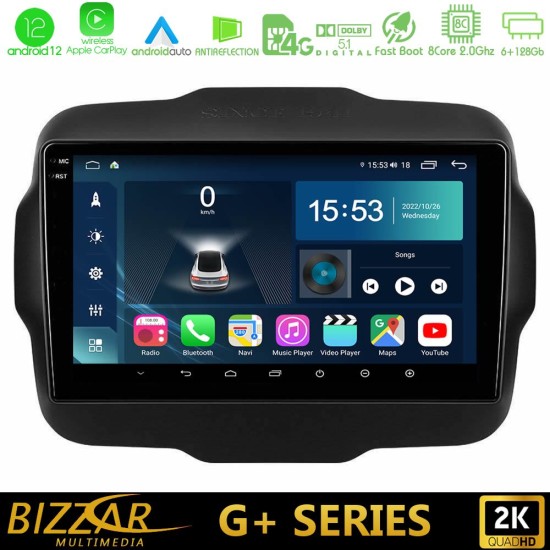 Bizzar G+ Series Jeep Renegade 2015-2019 8core Android12 6+128GB Navigation Multimedia Tablet 9"