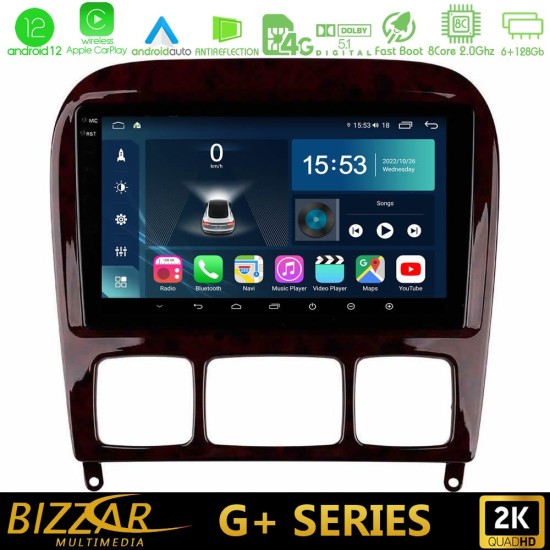 Bizzar G+ Series Mercedes S Class 1999-2004 (W220) 8core Android12 6+128GB Navigation Multimedia Tablet 9"