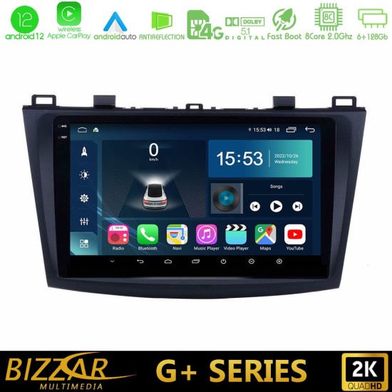 Bizzar G+ Series Mazda 3 2009-2014 8core Android12 6+128GB Navigation Multimedia Tablet 9"