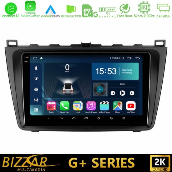 Bizzar G+ Series Mazda 6 2008-2012 8core Android12 6+128GB Navigation Multimedia Tablet 9"