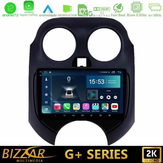 Bizzar G+ Series Nissan Micra 2011-2014 8core Android12 6+128GB Navigation Multimedia Tablet 9"