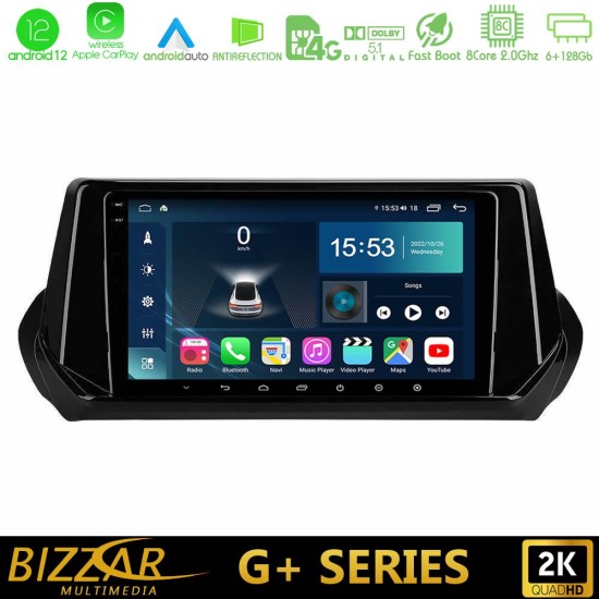 Bizzar G+ Series Peugeot 208 2019-2023 8Core Android12 6+128GB Navigation Multimedia Tablet 9"