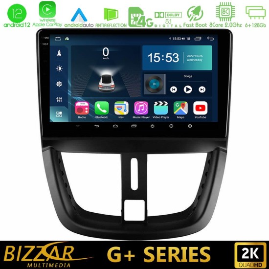 Bizzar G+ Series Peugeot 207 8core Android12 6+128GB Navigation Multimedia Tablet 9"