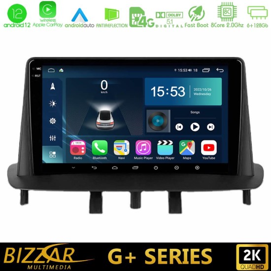 Bizzar G+ Series Renault Megane 3 2009-2013 8Core Android12 6+128GB Navigation Multimedia Tablet 9"