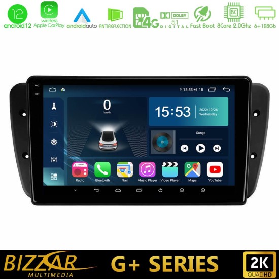 Bizzar G+ Series Seat Ibiza 2008-2012 8Core Android12 6+128GB Navigation Multimedia Tablet 9"