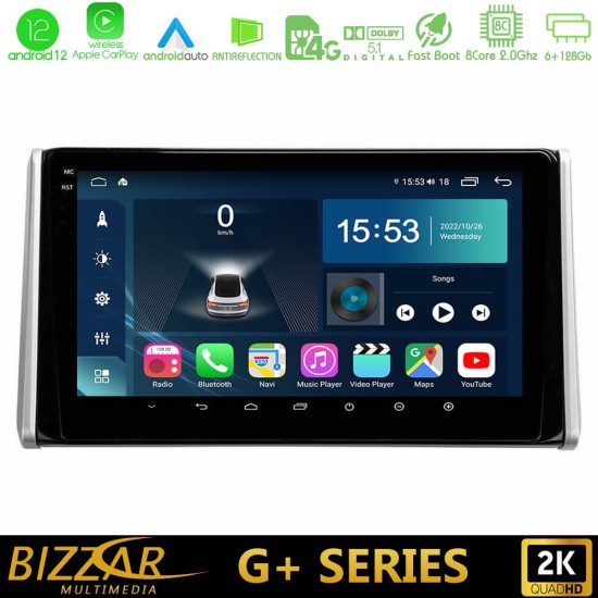 Bizzar G+ Series Toyota RAV4 2019-2023 8Core Android12 6+128GB Navigation Multimedia Tablet 10"