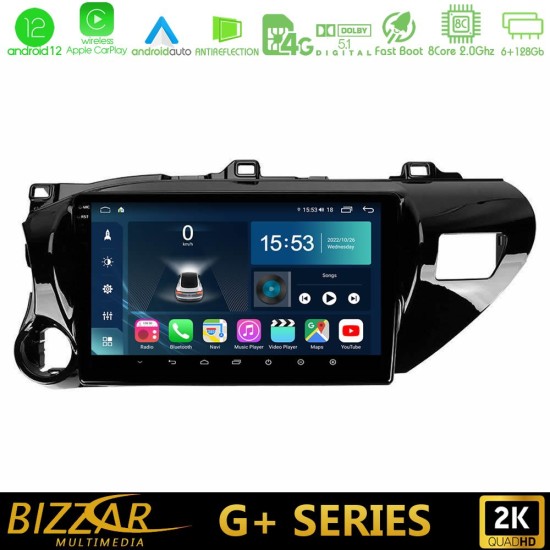 Bizzar G+ Series Toyota Hilux 2017-2021 8core Android12 6+128GB Navigation Multimedia Tablet 10"