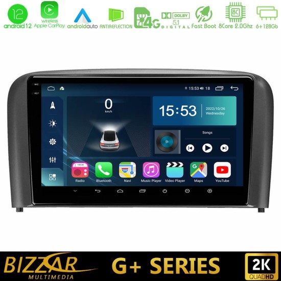 Bizzar G+ Series Volvo S80 1998-2006 8core Android12 6+128GB Navigation Multimedia Tablet 9"