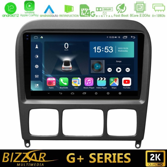 Bizzar G+ Series Mercedes S Class 1999-2004 (W220) 8core Android12 6+128GB Navigation Multimedia Tablet 9" (Μαύρο Χρώμα)