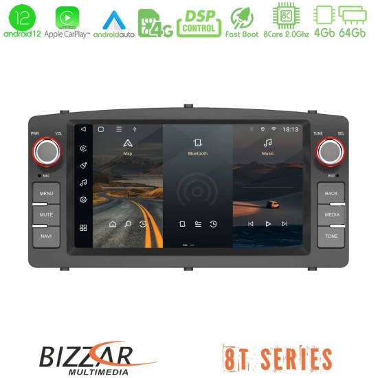 Bizzar OEM Toyota Corolla 2002-2006 8core Android12 4+32GB Navigation Multimedia Deckless 7" με Carplay/AndroidAuto