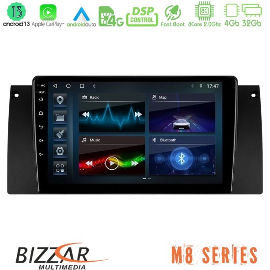 Bizzar M8 Series BMW 5 Series (E39) / X5 (E53) 8core Android13 4+32GB Navigation Multimedia Tablet 9"