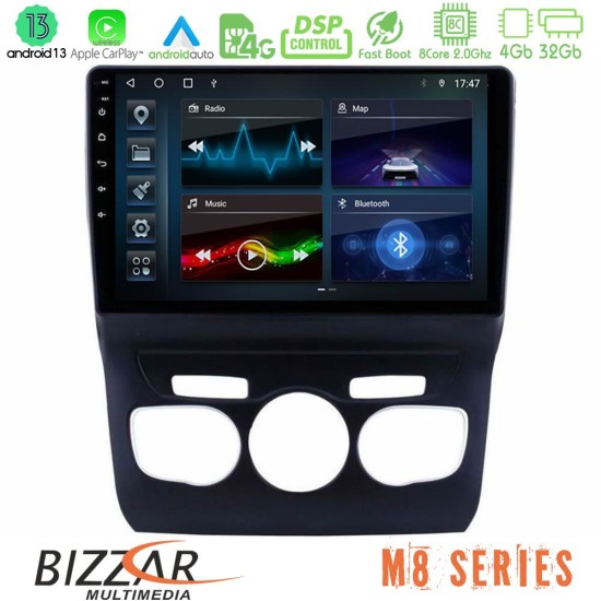 Bizzar M8 Series Citroen C4L 8core Android13 4+32GB Navigation Multimedia Tablet 10"