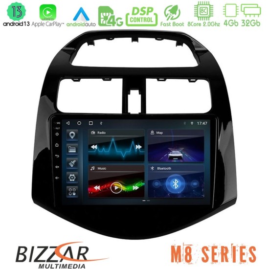 Bizzar M8 Series Chevrolet Spark 2009-2015 8core Android13 4+32GB Navigation Multimedia Tablet 9"