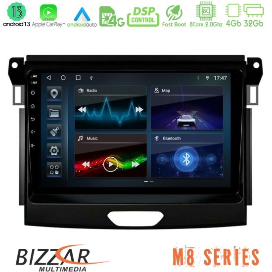 Bizzar M8 Series Ford Ranger 2017-2022 8core Android13 4+32GB Navigation Multimedia Tablet 9"