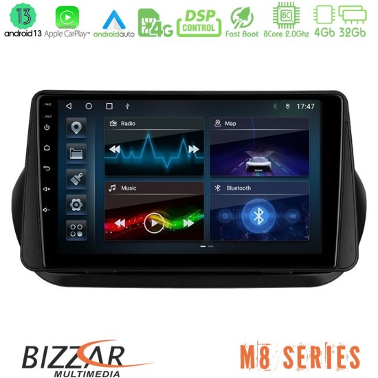 Bizzar M8 Series Fiat Fiorino/Citroen Nemo/Peugeot Bipper 8core Android13 4+32GB Navigation Multimedia Tablet 9"