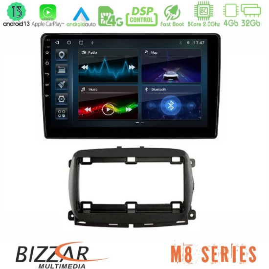 Bizzar M8 Series Fiat 500 2016> 8core Android13 4+32GB Navigation Multimedia Tablet 9"