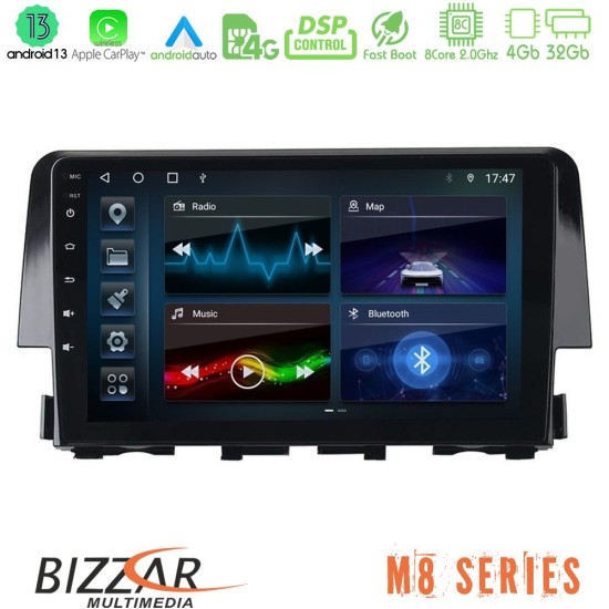 Bizzar M8 Series Honda Civic 2016-2020 8core Android13 4+32GB Navigation Multimedia 9"