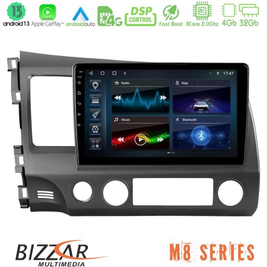 Bizzar M8 Series Honda Civic 2006-2011 8core Android13 4+32GB Navigation Multimedia Tablet 9"