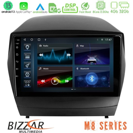 Bizzar M8 Series Hyundai IX35 Auto A/C 8core Android13 4+32GB Navigation Multimedia Tablet 10"