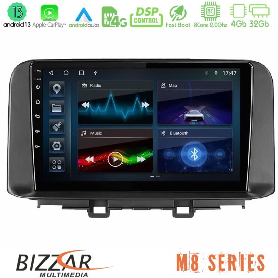 Bizzar M8 Series Hyundai Kona 2018-2023 8Core Android13 4+32GB Navigation Multimedia Tablet 9"