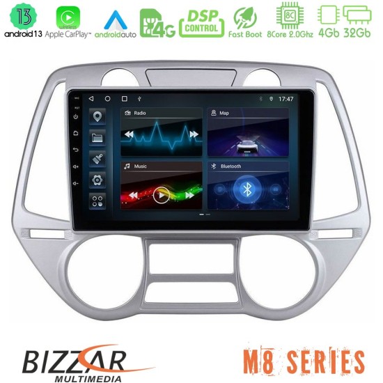 Bizzar M8 Series Hyundai i20 2009-2012 Auto A/C 8core Android13 4+32GB Navigation Multimedia Tablet 9"