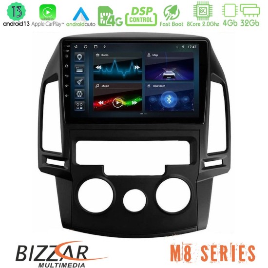 Bizzar M8 Series Hyundai i30 2007-2012 Manual A/C 8core Android13 4+32GB Navigation Multimedia Tablet 9"