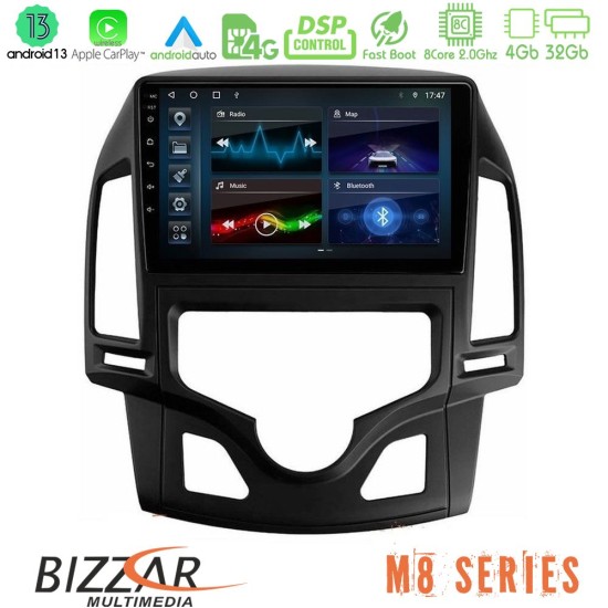 Bizzar M8 Series Hyundai i30 2007-2012 Auto A/C 8core Android13 4+32GB Navigation Multimedia Tablet 9"