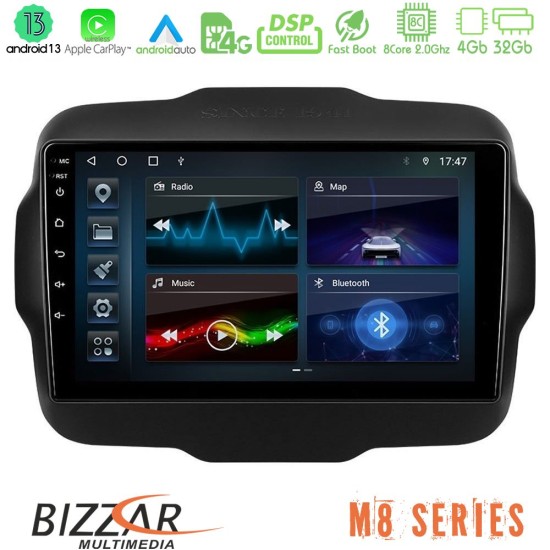 Bizzar M8 Series Jeep Renegade 2015-2019 8core Android13 4+32GB Navigation Multimedia Tablet 9"